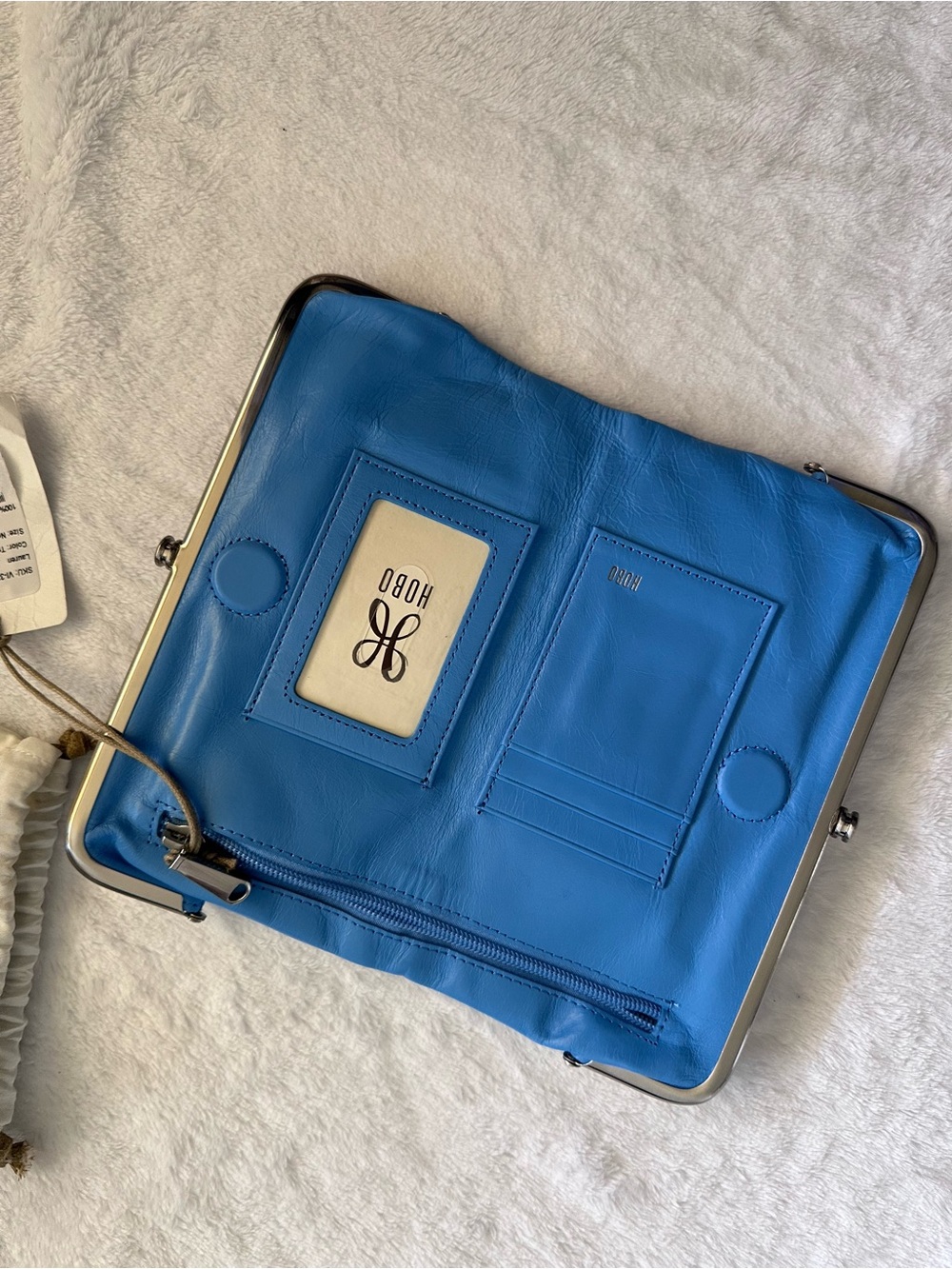 HOBO Bright Blue Leather Kiss-Lock Clutch - Picture 3 of 6